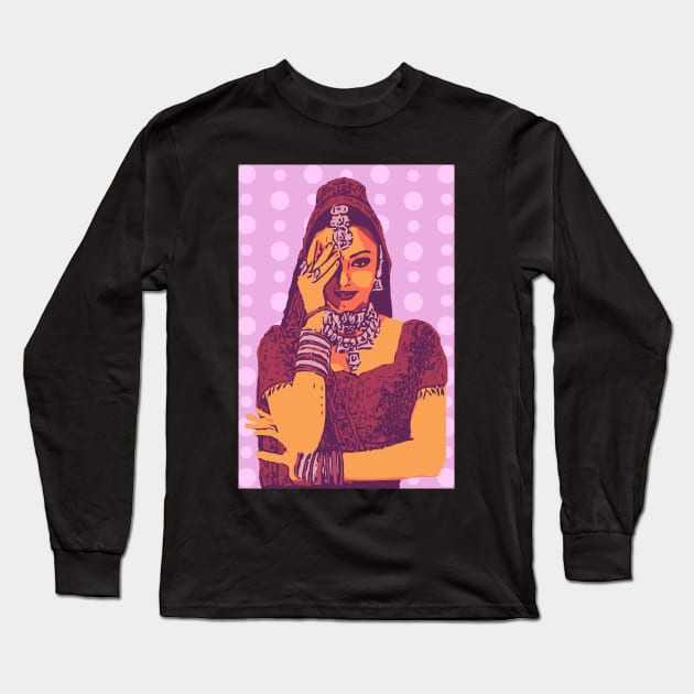 Aishwarya Rai Pop Art | South Asian Art | Bollywood Long Sleeve T-Shirt by Jotted Designs